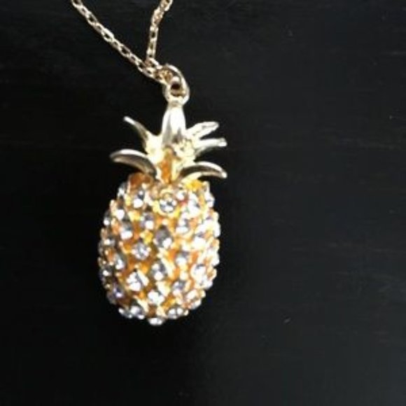 NWT Pineapple tree crystal necklace 17+" - Picture 3 of 6